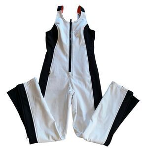 Topshop SNO Ski Suit White And Black  Womens One Piece STRETCH Ski Bib sz 4